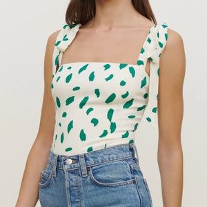 Reformation - Ellora top - size 4 - green paint print